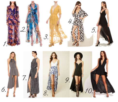 Romper with long skirt attached best sale